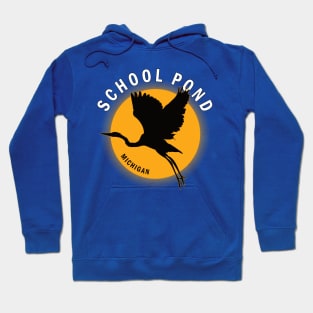 School Pond in Michigan Heron Sunrise Hoodie